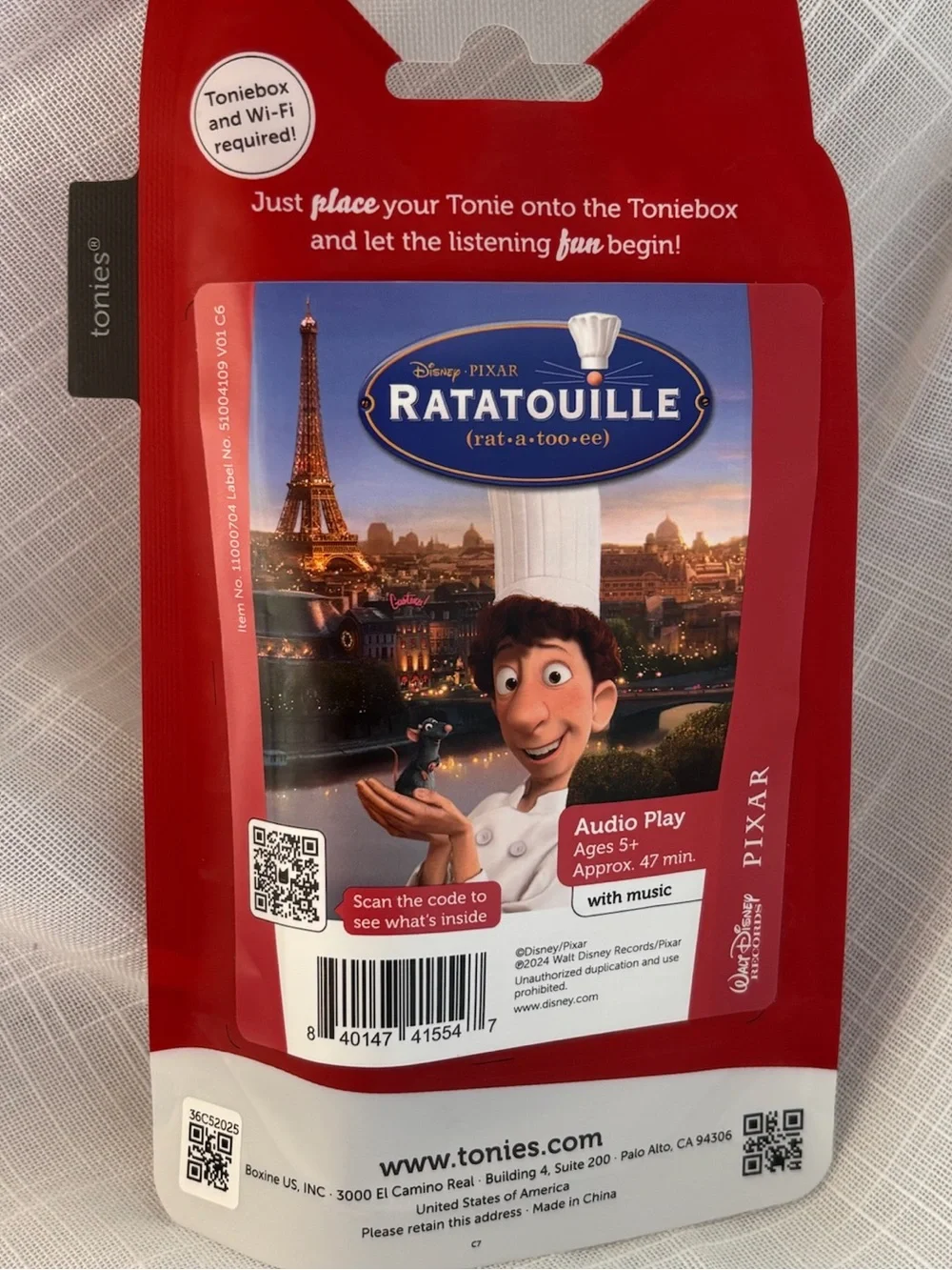 NWT Tonies Disney Pixar Ratatouille Tonie Character for Toniebox 1&2